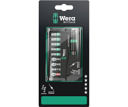 Wera ビット照合のしるし バイトーション ビット書き割り 10点組 SB 073418 売りわたすユニット：1書き割り(10点入)