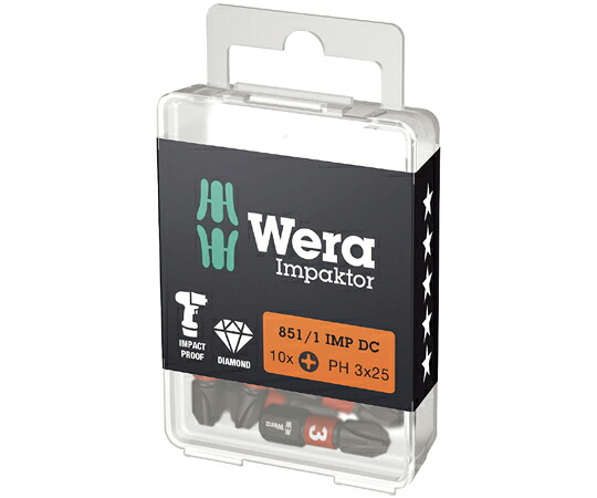 Wera Hex ヘックス ダイヤモンドコーティングドライバービット 10個入り口・入口 刃先大きさ#3 全長25粍 057617 売りわたすユニット：1書き割り(10点入)