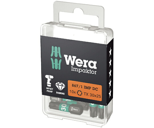 Wera 差しひびき１番ウッド用 １番ウッドビット 10個入り口・入口 刃先大きさT30 全長25粍 057626 売りわたすユニット：1仕掛ける(10点入)