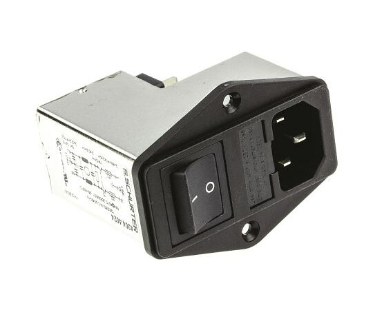 Schurter IECフィルタ オス IEC規格 C14 パネルマウント 2ヒューズ 5 x 20mm 6A 250 V ac 4304.4024 販売単位：1個