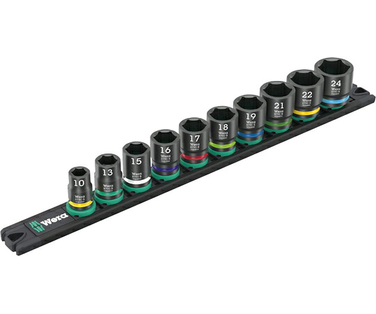 Wera 差込角3/8SQ インパクトソケットセット 10点組 マグネットレール付 005451 販売単位：1セット(10点入)