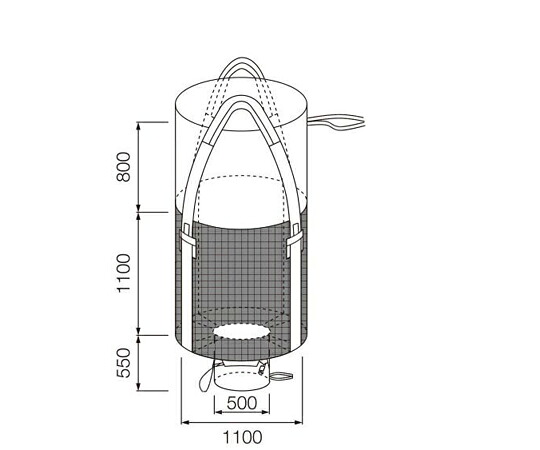 HIDAX フレコンバック Φ1100×1100mm 1セット(10袋入) 1100KHR-BW 販売単位:1セット(10袋入)