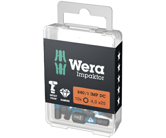 Wera ヘックスプラス ダイヤモンドコーティングドライバービット 10個入り口・入口 刃先大きさ4 全長25粍 057604 売りわたすユニット：1仕掛ける(10点入)