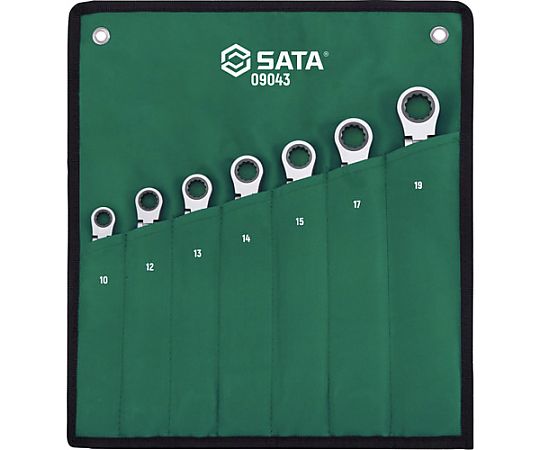 店内全品ポイント5倍★要エントリー★SATA ロング首振(ロック付き)コンビネーションラチェットレンチセット(7点) 9043 1セット|Shop de clinic店