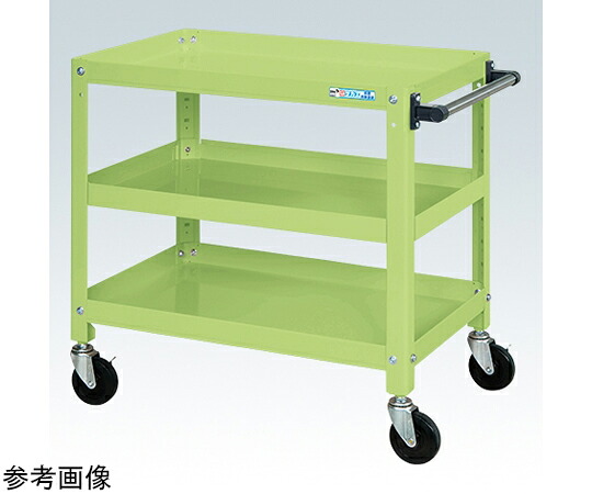 店内全品ポイント5倍★要エントリー★サカエ スーパーワゴン(ゴム車/3段タイプ/ねじ込み式キャスター)W750×D500×H740 グリーン SAS-75743RG 1個|Shop de clinic店