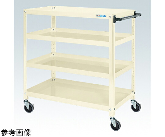 店内全品ポイント5倍★要エントリー★サカエ スーパーワゴン（ゴム車/4段タイプ/ねじ込み式キャスター）W1000&times;D650&times;H1100 アイボリー SAS-10114RI 1個｜Shop de clinic店