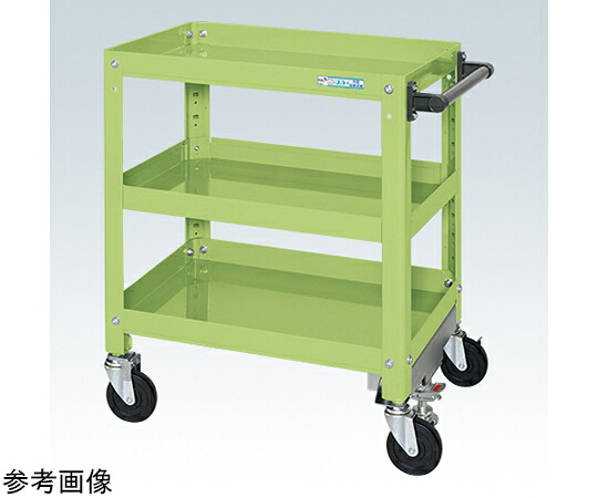 店内全品ポイント5倍★要エントリー★サカエ スーパーワゴン（サイレントエラストマー車/3段/ねじ込式キャスター）W600&times;D400&times;H740 グリーン SAS-60743FSEG 1個｜Shop de clinic店