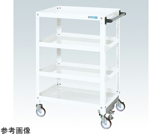 店内全品ポイント5倍★要エントリー★サカエ スーパーワゴン（ゴム車/4段/フロアストッパー付）W750&times;D500&times;H1100 ホワイト SAS-75114FRW 1個｜Shop de clinic店