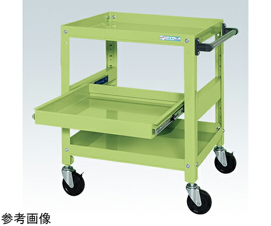 店内全品ポイント5倍★要エントリー★サカエ スーパーワゴン（ゴム車/スライド棚付）W600&times;D400&times;H740 グリーン SAS-60743SRG 1個｜Shop de clinic店 45,240円