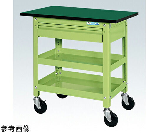 店内全品ポイント5倍★要エントリー★サカエ スーパーワゴン(ナイロンウレタン車/天板/引出付)W900×D600×H760 グリーン SAS-90743TANUG 1個|Shop de clinic店