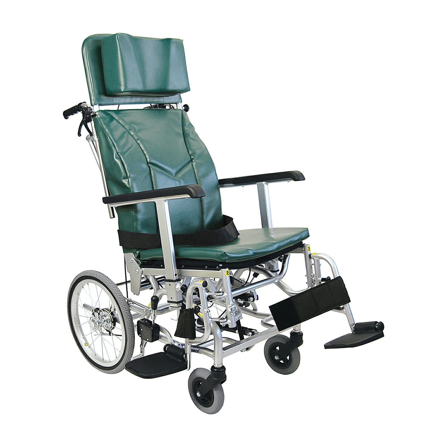 【非課税】カワムラサイクル ティルトリクライニング車いす 本革調緑No.47KXL16-42|Shop de clinic店