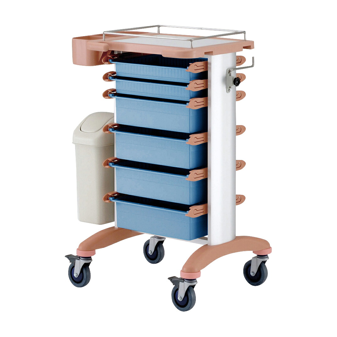 サカセ化学工業 処置・包交カート ブルーC43C-H01(コーラルピンク)|Shop de clinic店