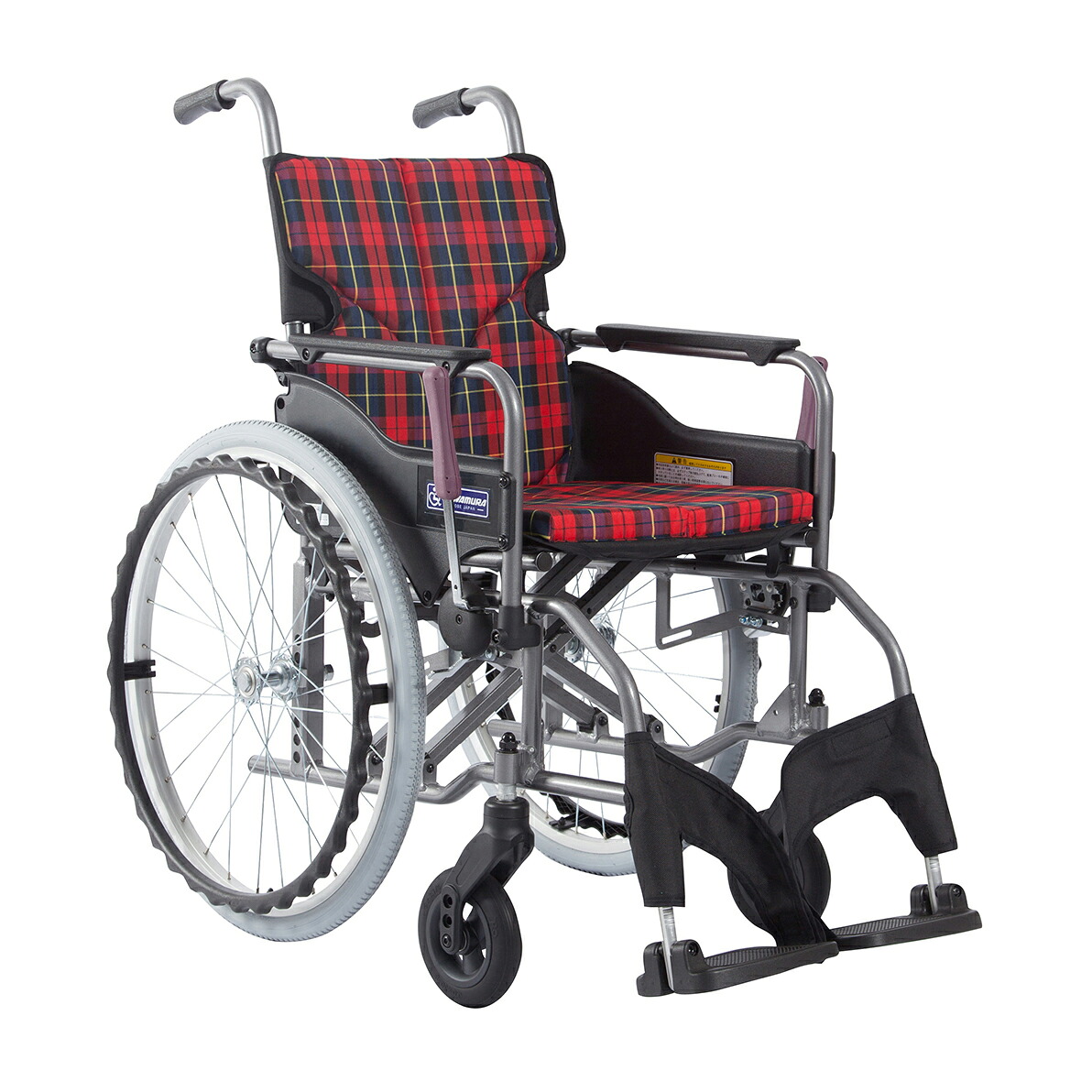 【非課税】カワムラサイクル 車いす モダン Ａスタイル 背固定 赤チェックＡ１０KMD-A22-40S-H
