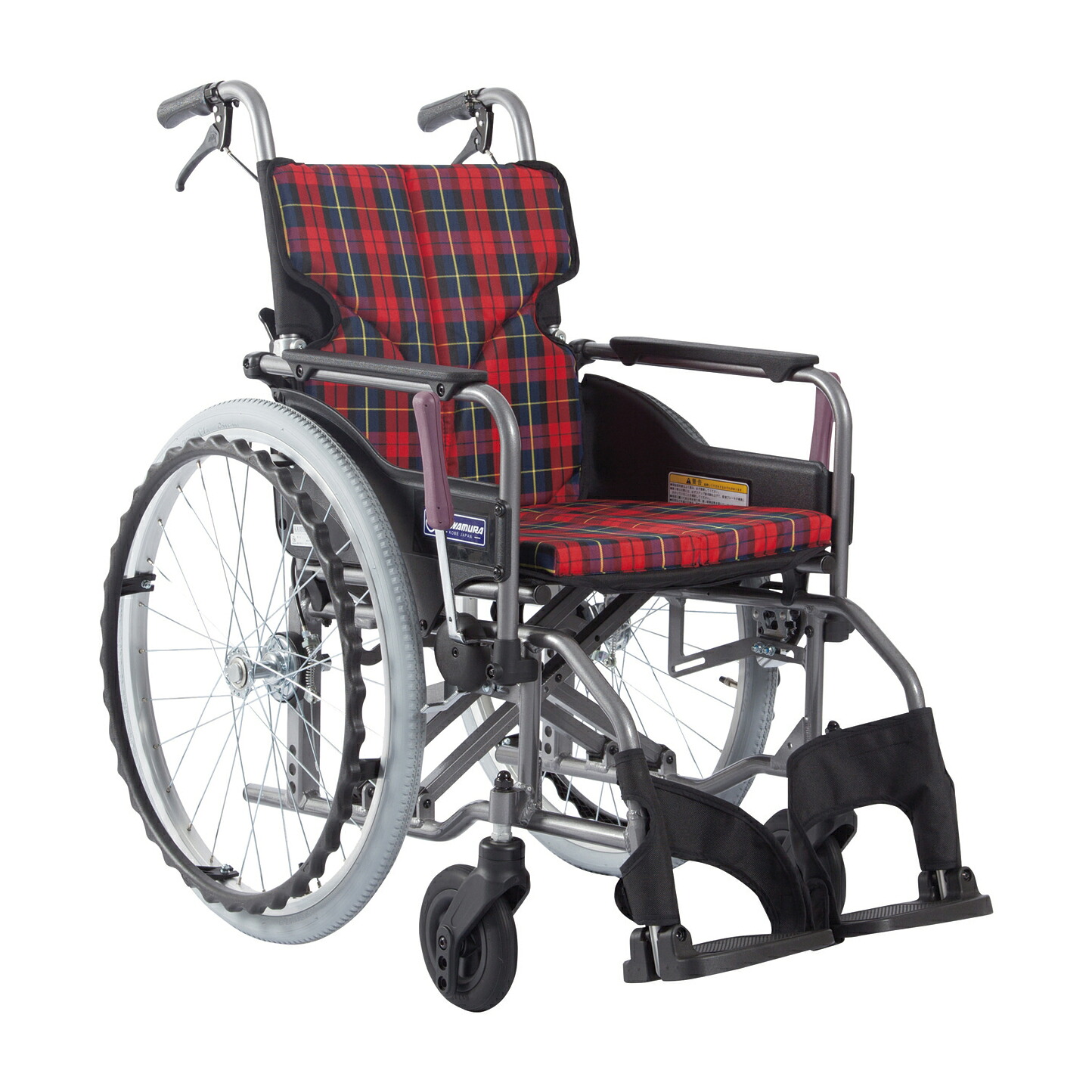 【非課税】カワムラサイクル 車いす モダン Aスタイル 背折れ 赤チェックA10KMD-A22-40-H|Shop de clinic店