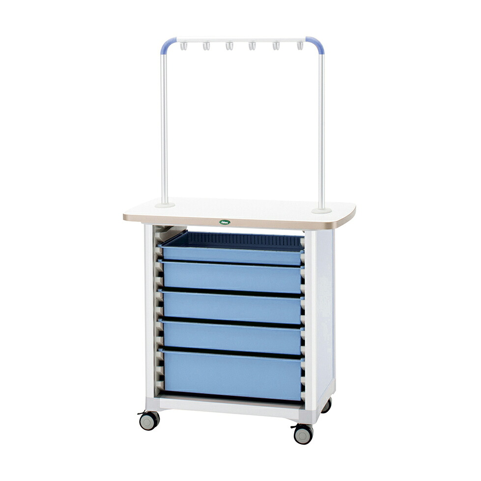 サカセ化学工業 作業台(ハンガー付対面タイプ) トレー:ブルーWT-0915B-2(ホンタイ:ブルー|Shop de clinic店