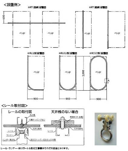 【別途送料】【無料健康相談付】天井走行レール Ｕ型（手術室用） RU-15