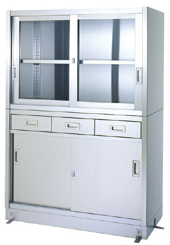 ステンレス保管庫（引出２コ） NO.9045(W900MM)