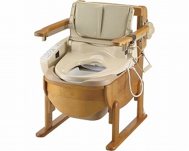 【貨物輸送無料】木製室内用便器きらく洗い濯ぎ室内用便器肘掛踊躍上ぼり