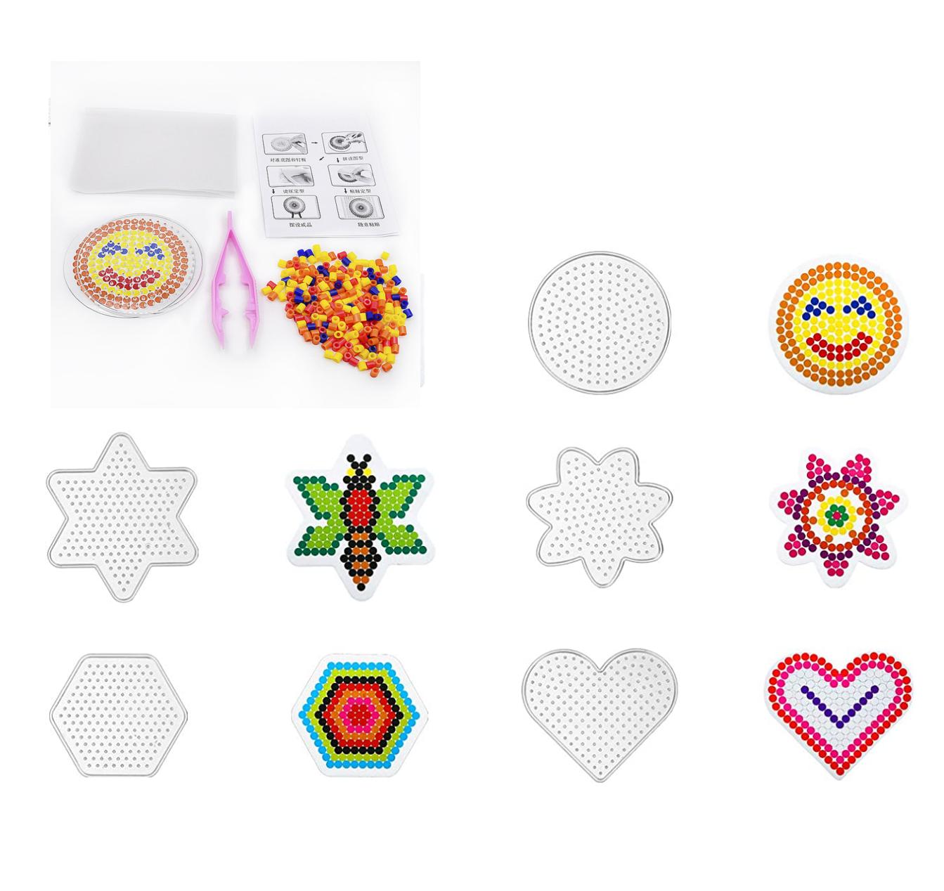 アイロンビーズセット 図形 プレート ビーズ ピンセット アイロンペーパー 付き コースター 立体作品 手作り ハンドメイド 最終決算