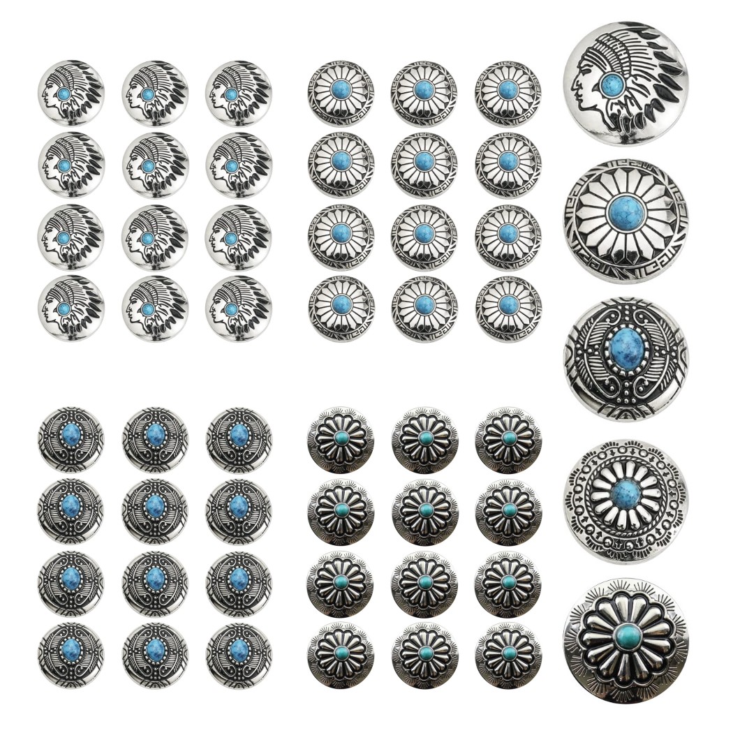 楽天市場】コンチョボタン 2個入／卸 20個入 ターコイズ風 直径30mm