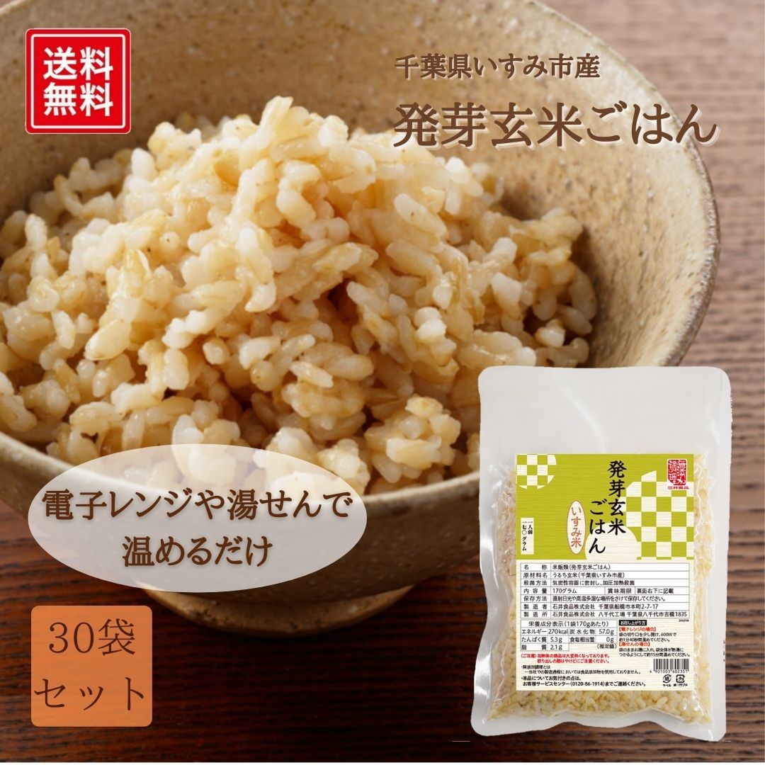 父の日 キャンペーン 対象商品★【送料無料｜常温】【公式】石井食品 発芽玄米ごはん 30袋｜ 発芽 玄米 ごはん ビタミン ミネラル 豊富 国産 千葉県 いすみ市 便利 うるち玄米 レトルト パック セット 玄米ご飯 米 レンジ レンチン ご飯 無添加調理 石井商品 イシイ食品