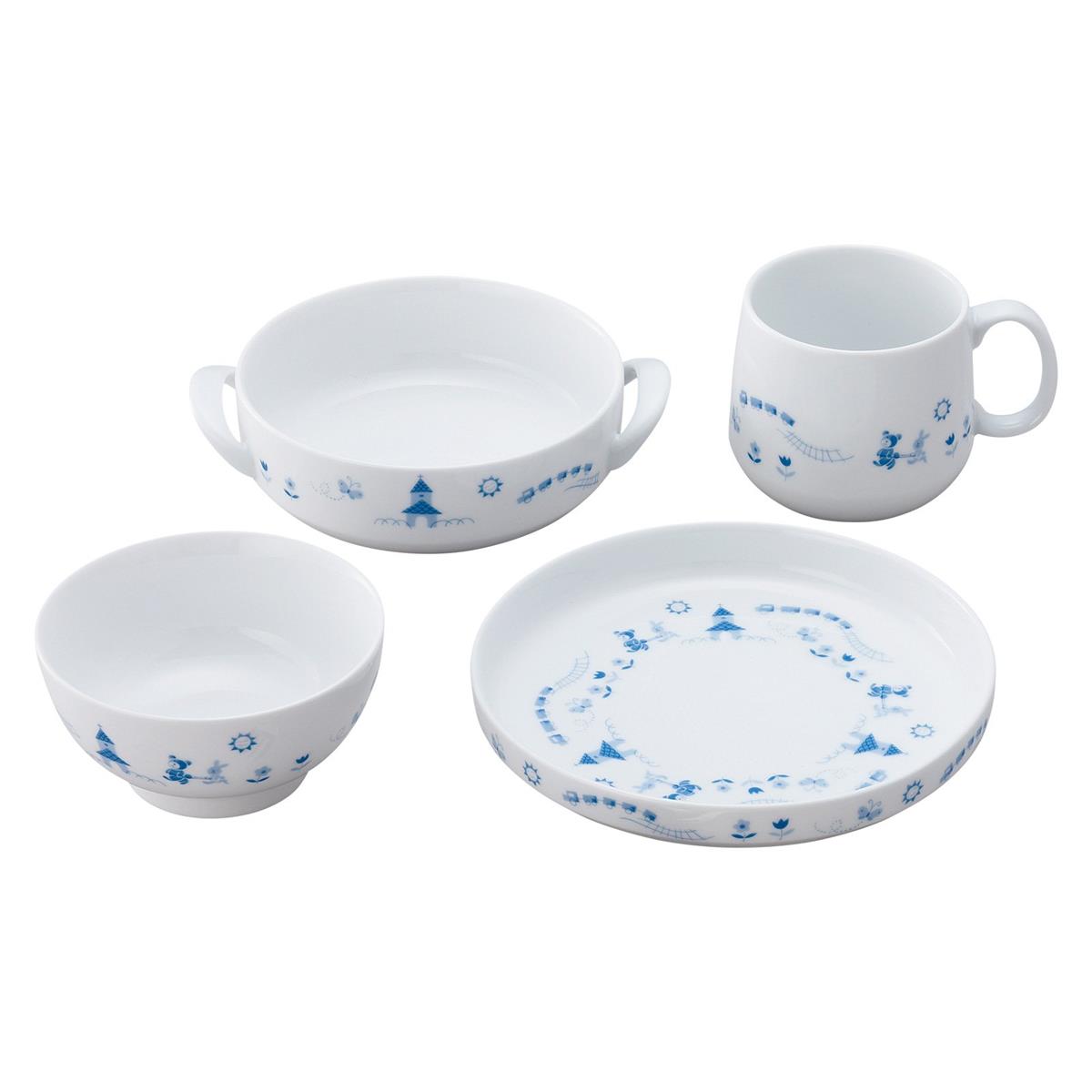 Noritake ノリ竹 一皿 ＆ お手掛けどんぶり鉢 ＆ 飯碗 ＆ マグカップ 書き割り 一皿:16珊 300竓 どんぶり鉢:16珊 370竓 飯碗:230竓 マグカップ:245竓 点火装置踏み段 陰電子領域相応う 食洗機相応う 4個 青碧 ファインポーセレン(強化因子瀬戸もの) Y4817/5002R