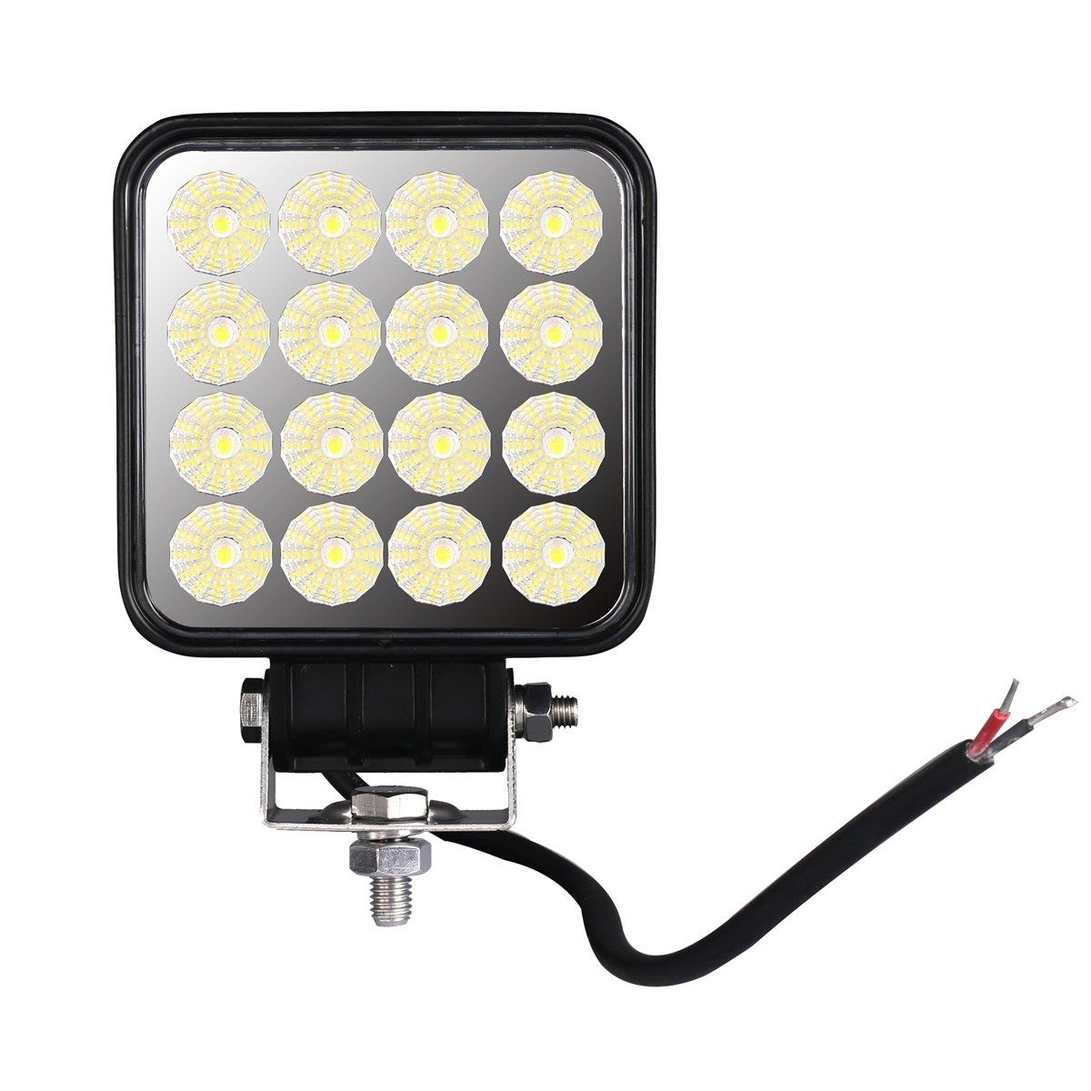 LED 作業灯 ワークライト 直径118mm 補助灯 広角 48W スイッチ付き 投光器 ノイズレス対策品 DC12V 24V兼用 IP67防水 車 船 機械 キャンプ 汎用 １個 【Lightronic】
