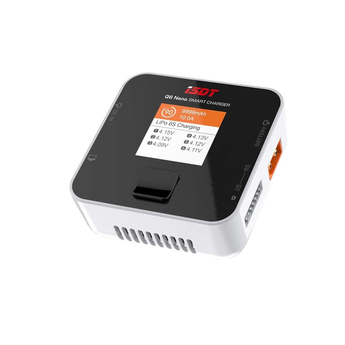ISDT Q6 NANO 8A 200W DC 2-6S Lipoバッテリーバランス充電器ディスチャージャー、Rc趣味バッテリーバランス充電器 LiPo/Li-ion/Life バッテリー（2-6S）、NiMH/NiCd（1-16S）、Pb(1-12S) 白 （ケーブルは含まれません）