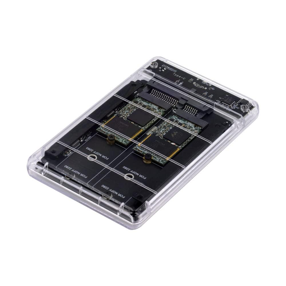 Cablec Dual NGFF B+M-Key M.2 SSDカードJBOD Raid 0ブリッジからUSB 3.0 Type-C USB-C 2.5インチSATAコンボシャーシ