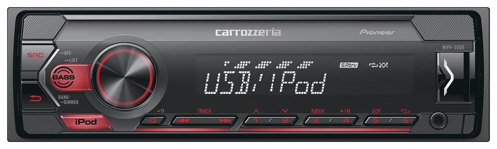 Pioneer カーオーディオ MVH-3600 1D メカレス USB iPod i Phone AUX カロッツェリア