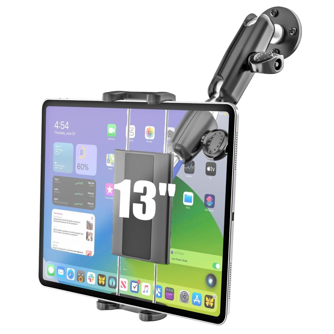 Kolasels 【2025進化金属版】 壁掛け タブレット スタンド スマホスタンド ipad 壁掛け タブレットホルダー タブレット アーム 宅用/オフ ィス/倉庫/キッチン/キャビネットの下/寝室/バスルーム/デスク/ディスプレイスタンドに適しています 落下防止 日本語説明書付き 4