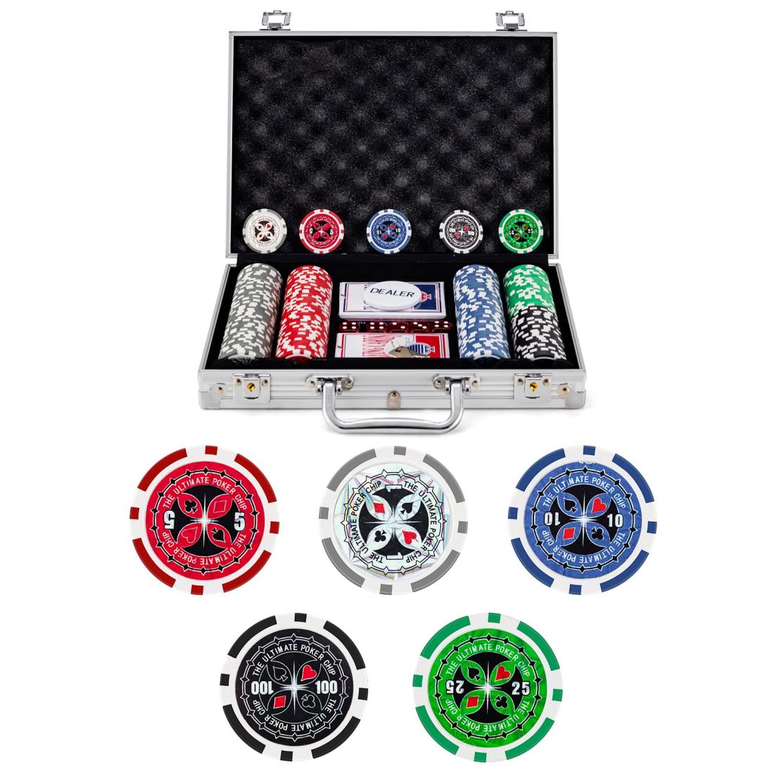 楽天市場】GYMAX ポーカーセット 300枚 数字入りチップ 重さ14g