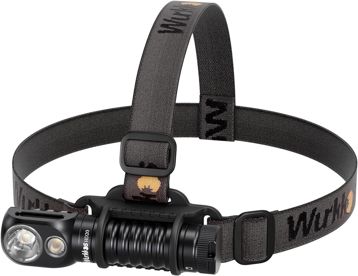 Wurkkos HD20 LEDヘッドライトUBS充電式 集光・散光切替 2000ルーメン高輝度ヘ懐中電灯 残量表示 90°角度調節可能 IPX68防水 登山 キャンプ 散歩 釣り 夜間訓練 作業用 停電 防災 地震 避難対策 (Black)