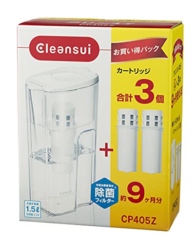 クリンスイ 浄水器 ポット型 カートリッジ 計3個入り ［CP405Z-WT］ ろ過水容量: 1.4L 全容量:2.2L 中容量モデル 送料無料