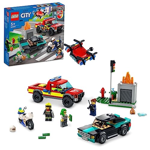 レゴ(LEGO) シティ 出動！しょうぼうレスキュー \u0026 ポリスチェイス 60319 手あそび 立ちはだかる 差し上げ物 消防 しょうぼう  貨物輸送無料
