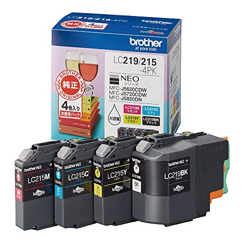 【brother純然たる】インキ薬莢4色容器に並べる(大静電容量) LC219/215-4PK 相応う型番:MFC-J5720CDW、MFC-J 貨物輸送無料