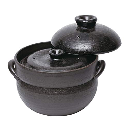 萬古焼 炊飯鍋 (中蓋付) 4合炊 黒釉 32-321 貨物輸送無料