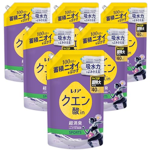 レノア クエン酸in 超消臭 衣類のすすぎ消臭剤 SPORTS リフレッシュリリーの香り 詰め替え 1110mL×6袋 [ケース品] 送料無料