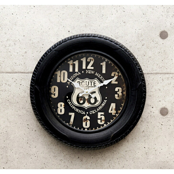 楽天市場】時計 掛時計 掛け時計 大きい タイヤ クロック ROUTE66