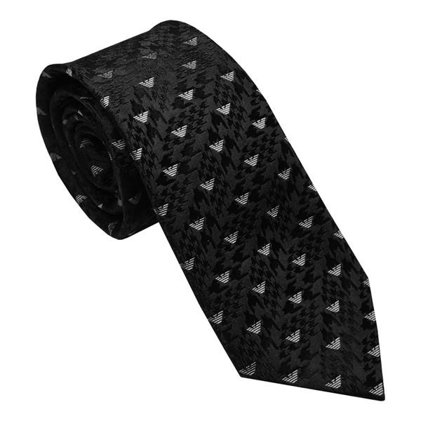 エンポリオ・アルマーニ EMPORIO ARMANI ネクタイ ネロ ブラック シルバー 剣先7.5cm イタリー製 シルク100％ AW22 ギフト プレゼント 贈答品 記念品 就職祝い 昇進祝い 10,278円