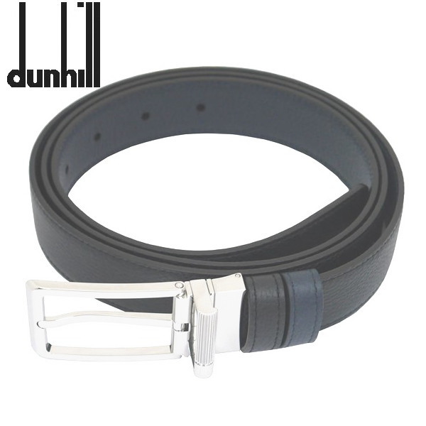 ダンヒル DUNHILL メンズベルト 型押しブラック/型押しネイビー バックル回転式 リバーシブルタイプ イタリー製 DU24F4T22PO ギフト プレゼント 誕生日ギフト