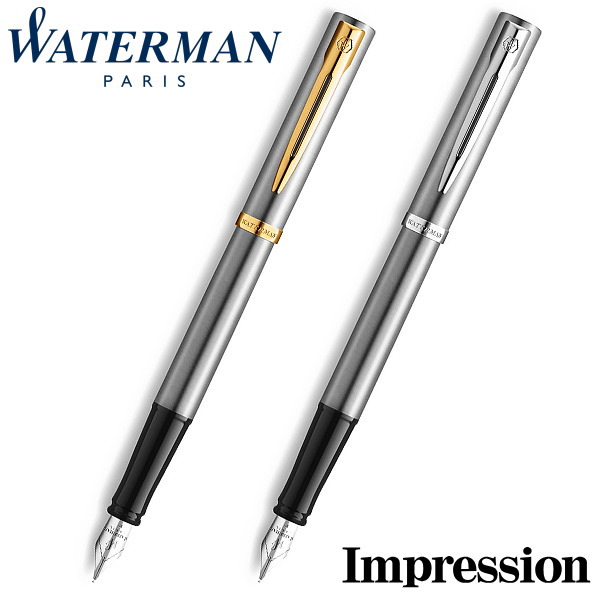 WATERMAN ウォーターマン 万年筆 細字 F インプレッション ステンレスGT ステンレスCT ギフト プレゼント 贈答品 高級ペン