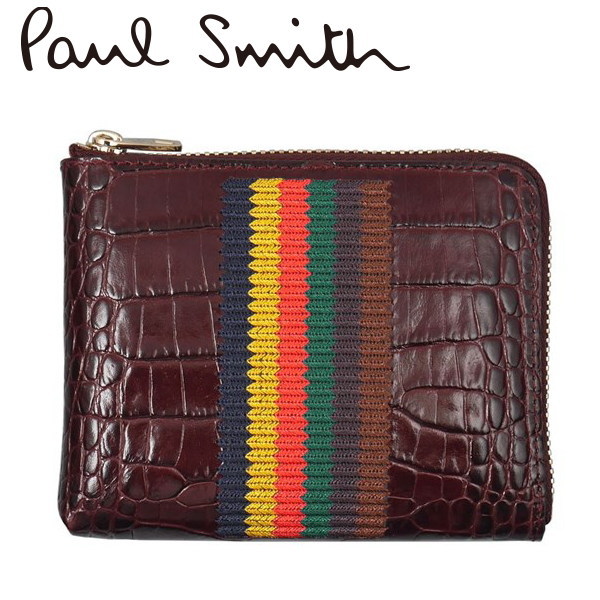 ポールスミス Paul Smith 小銭付2つ折り財布 型押しワニ ワインレッド M1A-5303-A4001328 ギフト プレゼント｜shop GTO 店