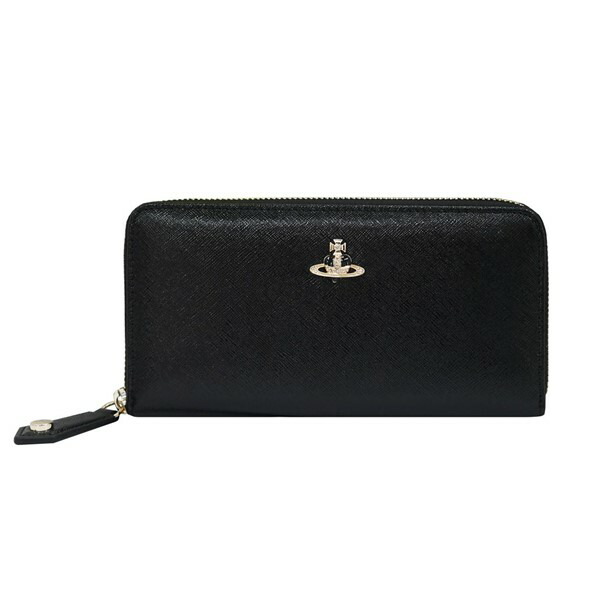 Vivienne Westwood ヴィヴィアン・ウエストウッド ラウンドジッパー長紙入れ DIAMANTE イタリー製 CLASSIC ZIP ROUND WALLET 51050023-L0040 N401 BLACK/GOLD PLATING