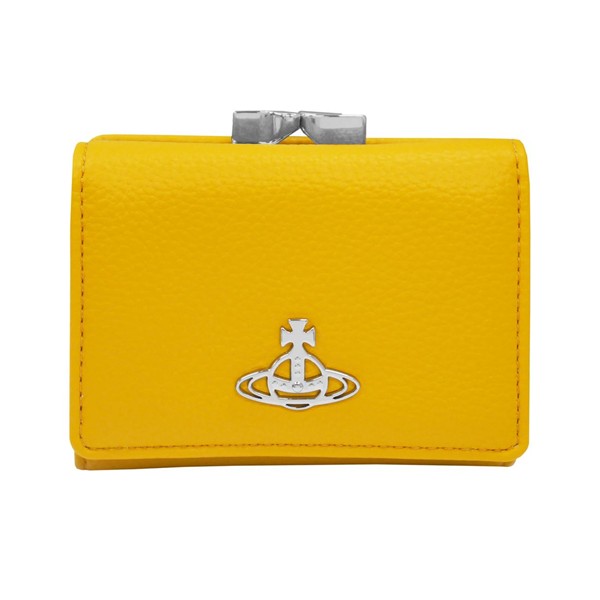 Vivienne Westwood ヴィヴィアンウエストウッド 三つ折り紙入れ 御釣りガマ口 RE-VEGAN GRAIN 51010018-S000D-PF E406 YELLOW