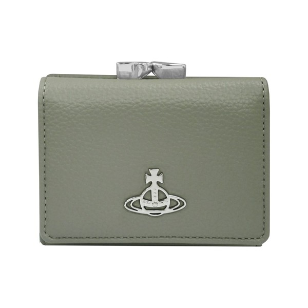 Vivienne Westwood ヴィヴィアンウエストウッド 三つ折り紙入れ 御釣りガマ口 RE-VEGAN GRAIN 51010018-S000D-PF M406 GREEN 差し上げ物 差し上げ物