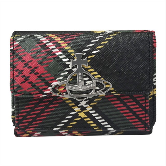 Vivienne Westwood ヴィヴィアンウエストウッド SAFFIANO PRINTED 5115002UW-S0022 三つ折り紙入れ御釣り隙間式 SMALL FLAP PIRSE N302 CHELSEA TARTAN