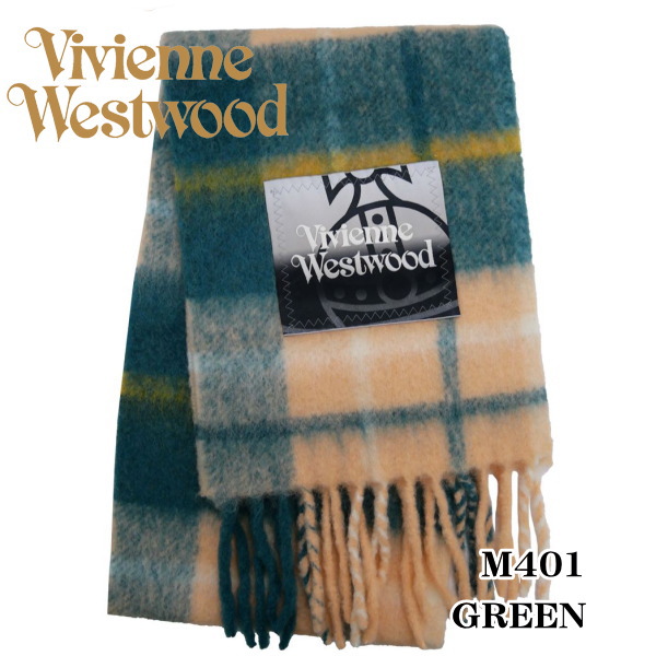 Vivienne Westwood ヴィヴィアン・ウエストウッド マフラー スカーフ グリーン ウール100％ イタリー製 2025AW M401 ギフト プレゼント クリスマス 23,430円
