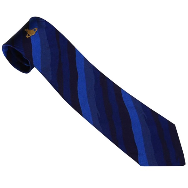 ヴィヴィアン・ウェストウッド ネクタイ ネイビーブルー系 レギュラータイプ W001I-K410 NAVY BLUE イタリー製 シルク100％ ギフト プレゼント クリスマス