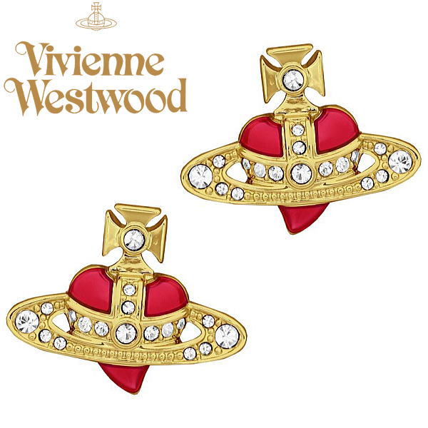 Vivienne Westwood ヴィヴィアン・ウエストウッド ピアス DIAMANTE HEART ゴールドオーヴ ピンクレッド6201033K 02R654 ギフト プレゼント